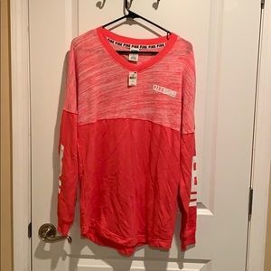 PINK long sleeve V neck